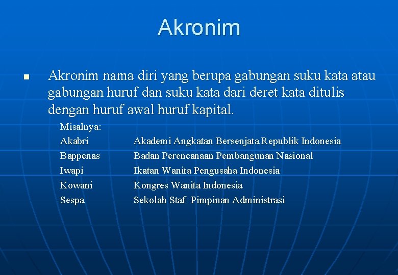 Akronim nama diri yang berupa gabungan suku kata atau gabungan huruf dan suku kata