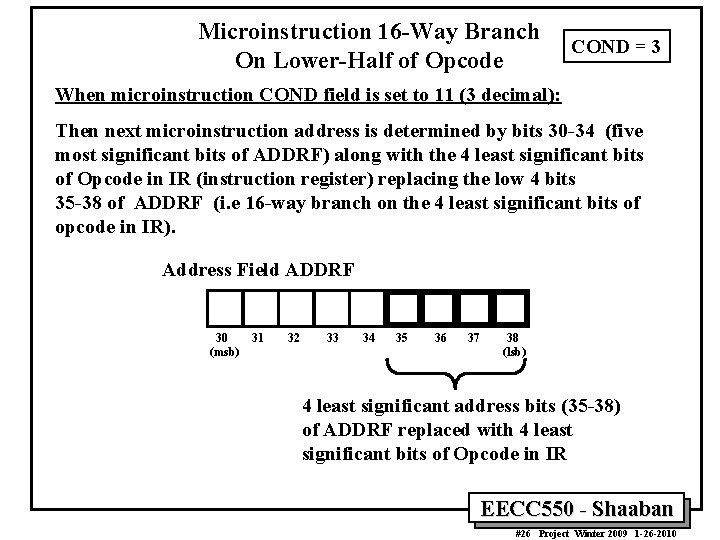 Microinstruction 16 -Way Branch On Lower-Half of Opcode COND = 3 When microinstruction COND