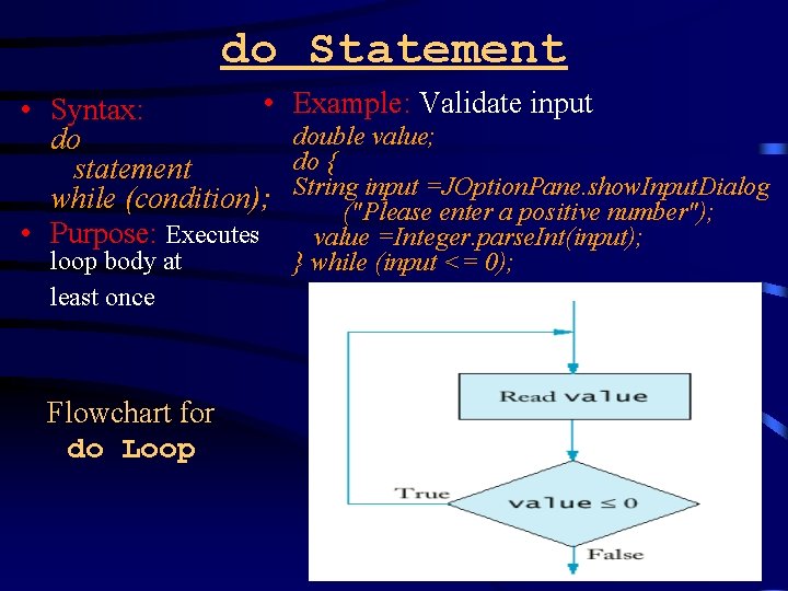 do Statement • • Syntax: do statement while (condition); • Purpose: Executes loop body