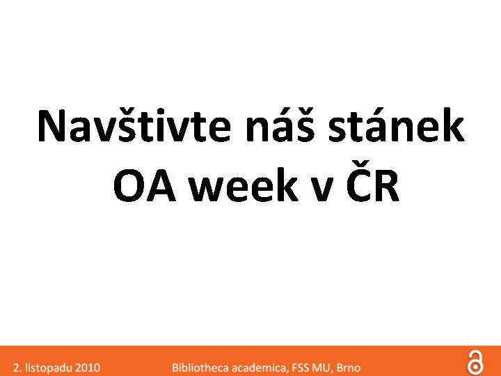 Navštivte náš stánek OA week v ČR 