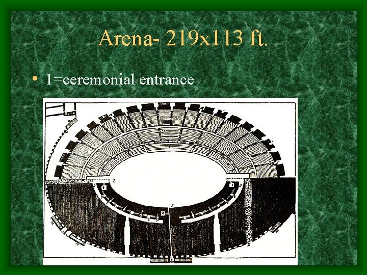 Arena- 219 x 113 ft. • 1=ceremonial entrance 