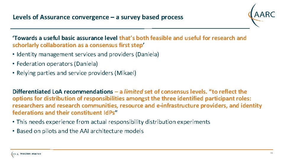 Levels of Assurance convergence – a survey based process ‘Towards a useful basic assurance