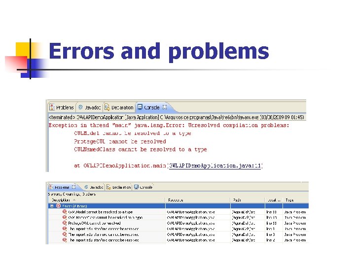 Errors and problems Errors and problems