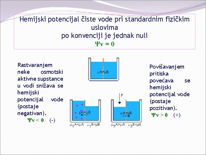 Hemijski potencijal čiste vode pri standardnim fizičkim uslovima po konvenciji je jednak nuli Ψv