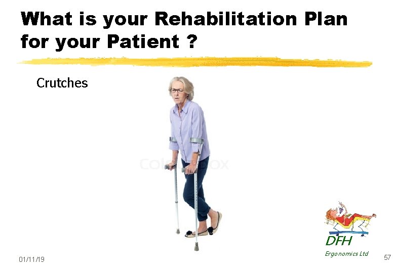 What is your Rehabilitation Plan for your Patient ? Crutches DFH 01/11/19 Ergonomics Ltd