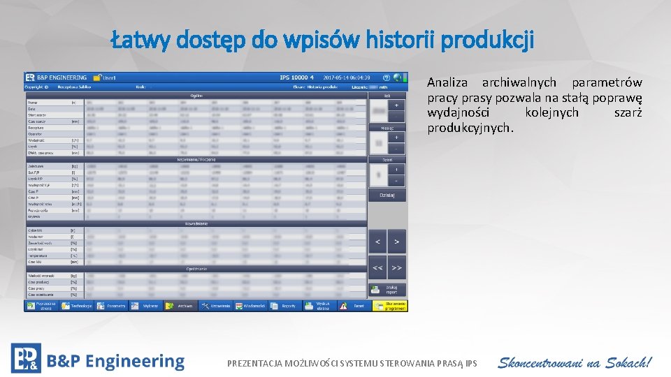 Łatwy dostęp do wpisów historii produkcji Kliknij, aby edytować styl • Kliknij, aby edytować