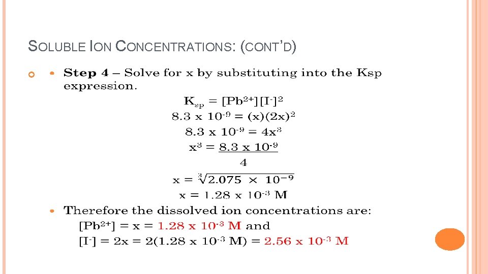 SOLUBLE ION CONCENTRATIONS: (CONT’D) 