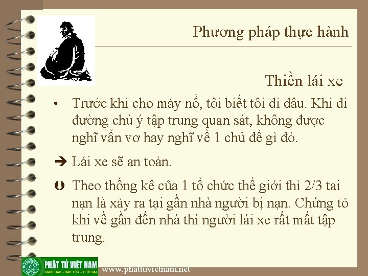 Phương pháp thực hành Thiền lái xe • Trước khi cho máy nổ, tôi