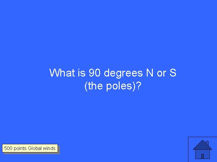 What is 90 degrees N or S (the poles)? 500 points Global winds 