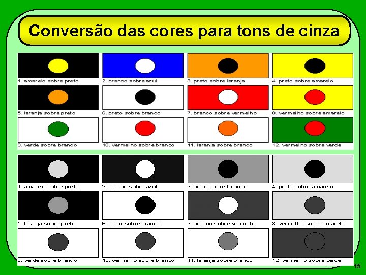 Conversão das cores para tons de cinza 15 