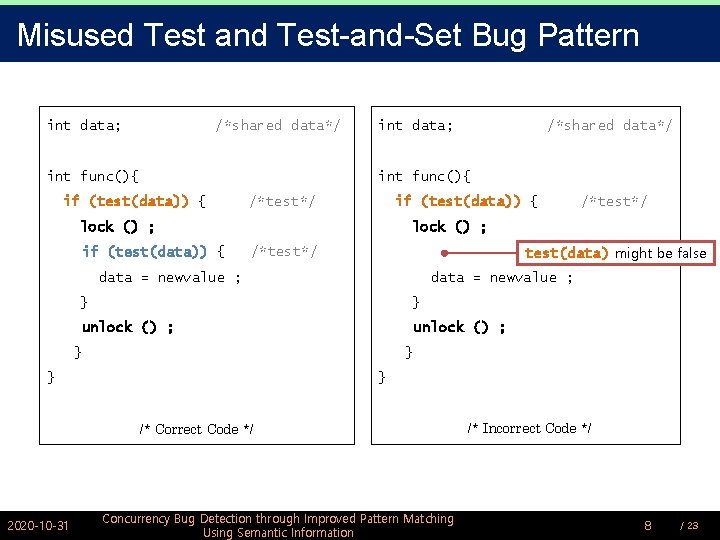 Concurrency Bug Detection through Improved Pattern Matching Using