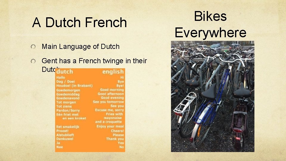 A Dutch French Main Language of Dutch Gent has a French twinge in their