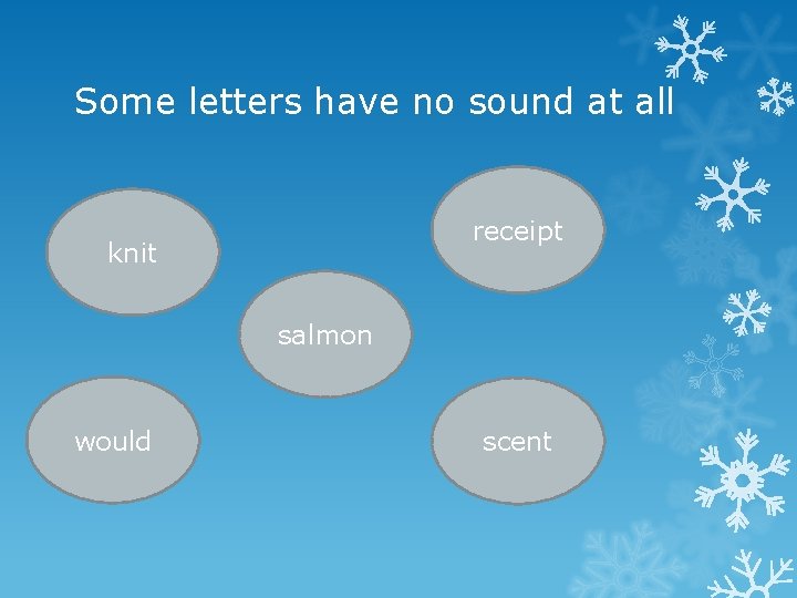 Some letters have no sound at all receipt knit salmon would scent 