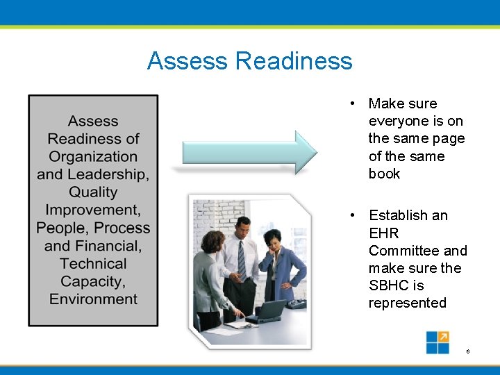 Assess Readiness • Make sure everyone is on the same page of the same