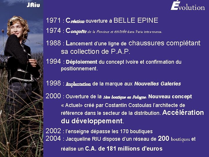 1971 : Création ouverture à BELLE EPINE 1974 : Conquête de la Province et