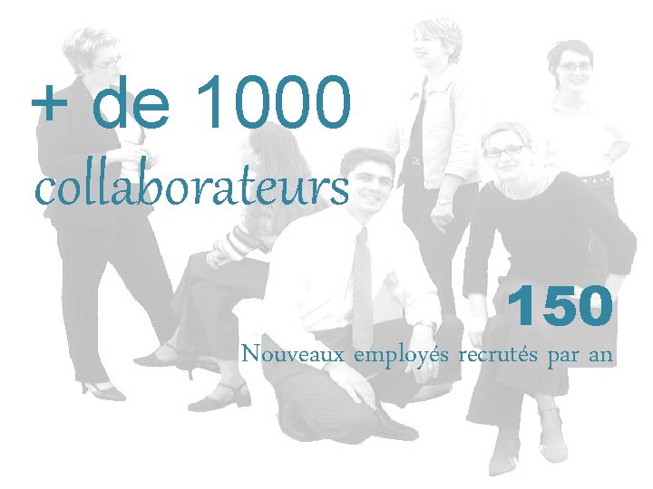 + de 1000 collaborateurs 150 Nouveaux employés recrutés par an 