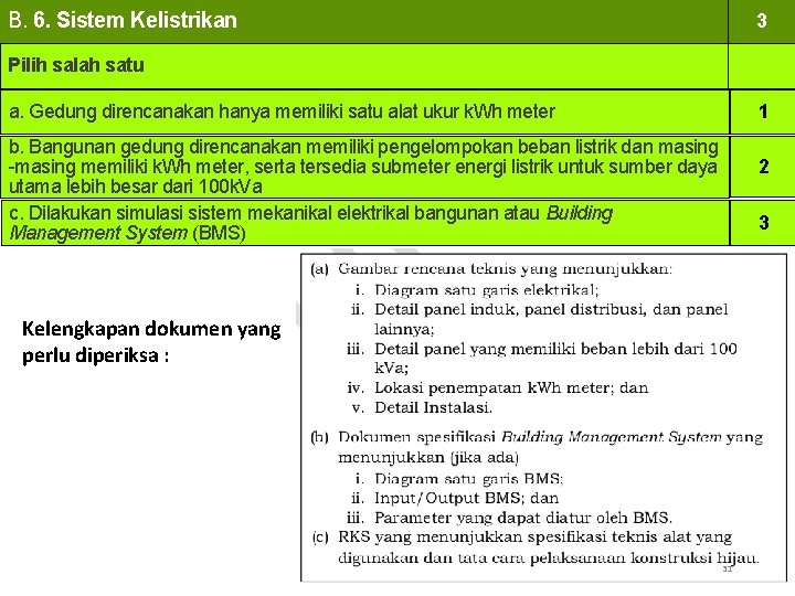 B. 6. Sistem Kelistrikan 3 Pilih salah satu 1 a. Gedung direncanakan hanya memiliki