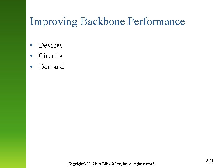 Improving Backbone Performance • Devices • Circuits • Demand Copyright © 2015 John Wiley