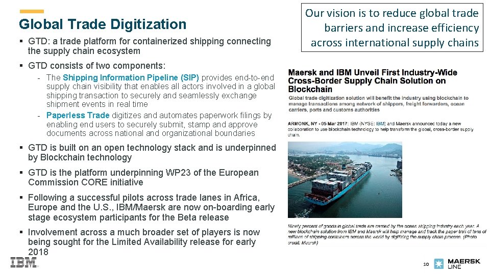  Global Trade Digitization § GTD: a trade platform for containerized shipping connecting the