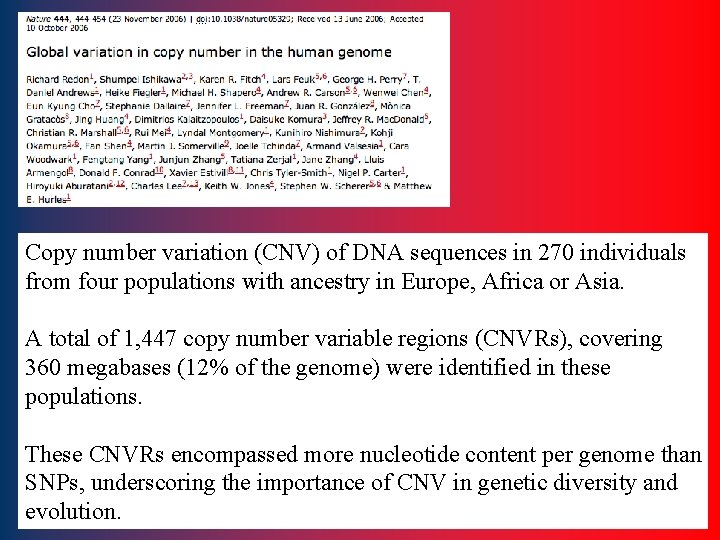 Copy number variation (CNV) of DNA sequences in 270 individuals from four populations with