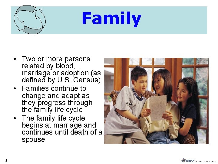 Family • Two or more persons related by blood, marriage or adoption (as defined