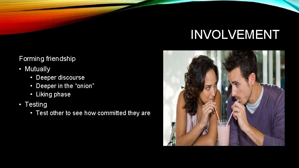 INVOLVEMENT Forming friendship • Mutually • Deeper discourse • Deeper in the “onion” •