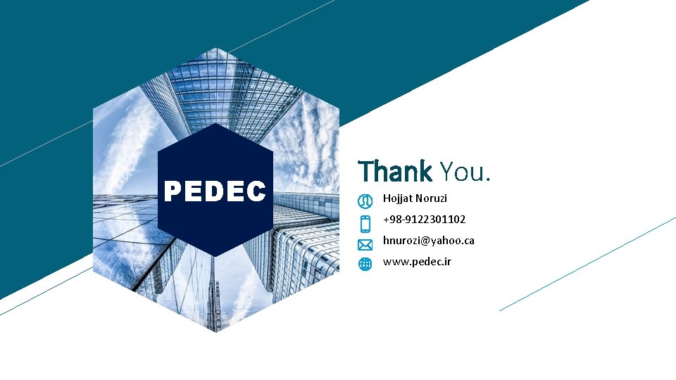 PEDEC Thank You. Hojjat Noruzi +98 -9122301102 hnurozi@yahoo. ca www. pedec. ir 