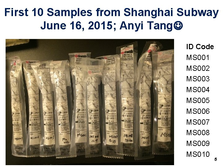 First 10 Samples from Shanghai Subway June 16, 2015; Anyi Tang ID Code MS