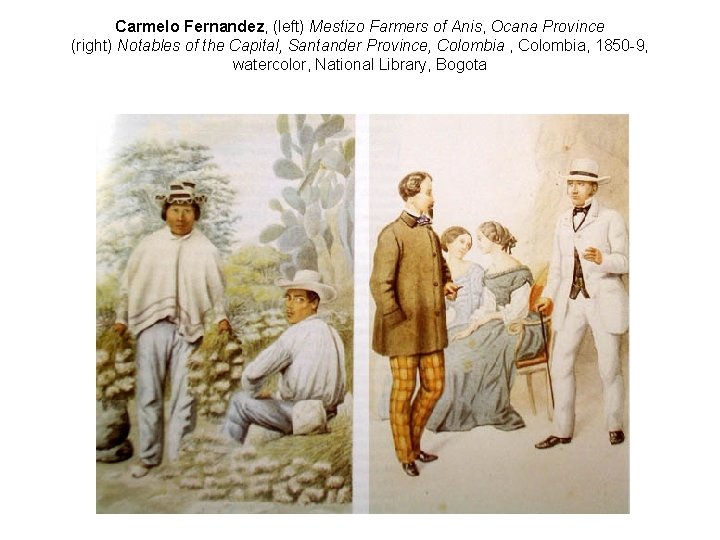 Carmelo Fernandez, (left) Mestizo Farmers of Anis, Ocana Province (right) Notables of the Capital,