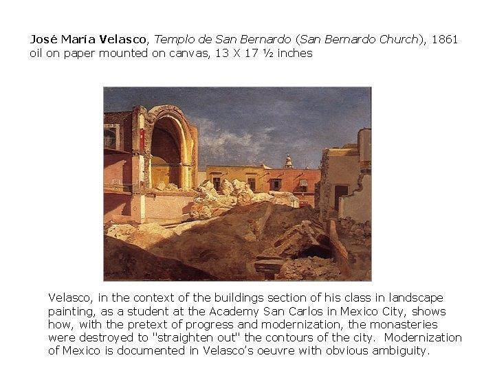 José María Velasco, Templo de San Bernardo (San Bernardo Church), 1861 oil on paper