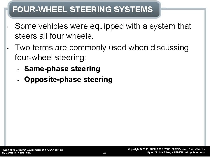 FOUR-WHEEL STEERING SYSTEMS • • Some vehicles were equipped with a system that steers