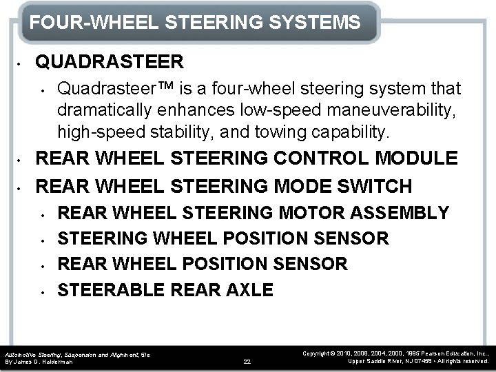 FOUR-WHEEL STEERING SYSTEMS • QUADRASTEER • • • Quadrasteer™ is a four-wheel steering system