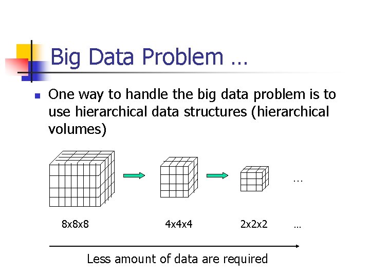 Big Data Problem … n One way to handle the big data problem is