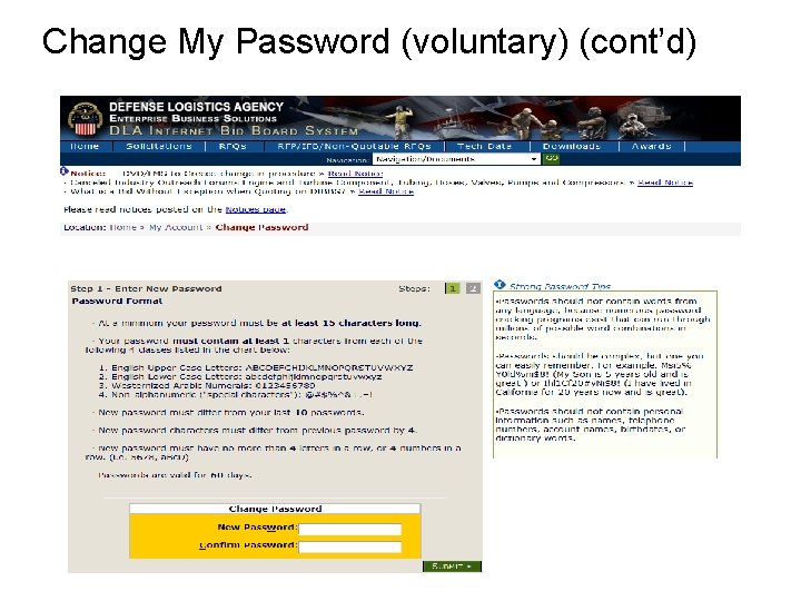 Change My Password (voluntary) (cont’d) 