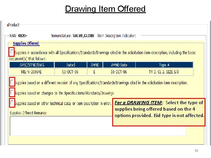 Drawing Item Offered For a DRAWING ITEM: Select the type of supplies being offered