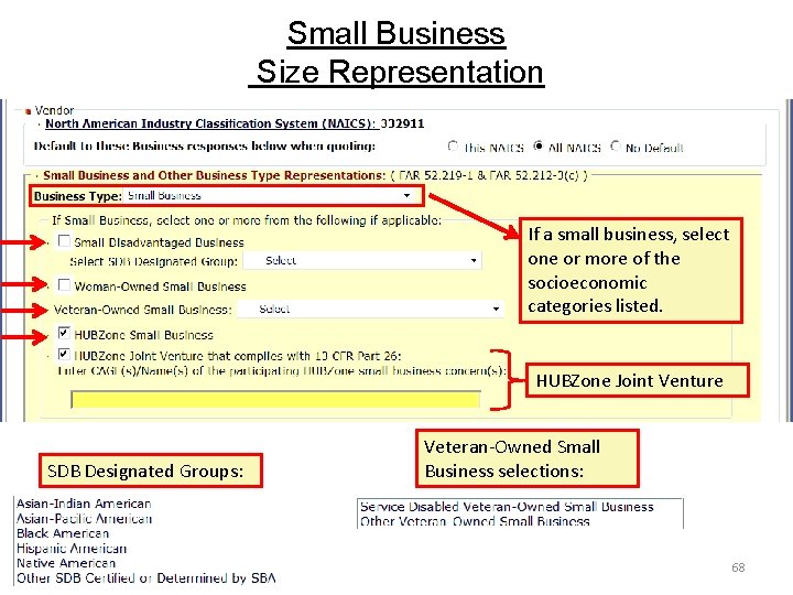 Small Business Size Representation If a small business, select one or more of the