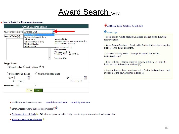 Award Search (cont’d) 80 