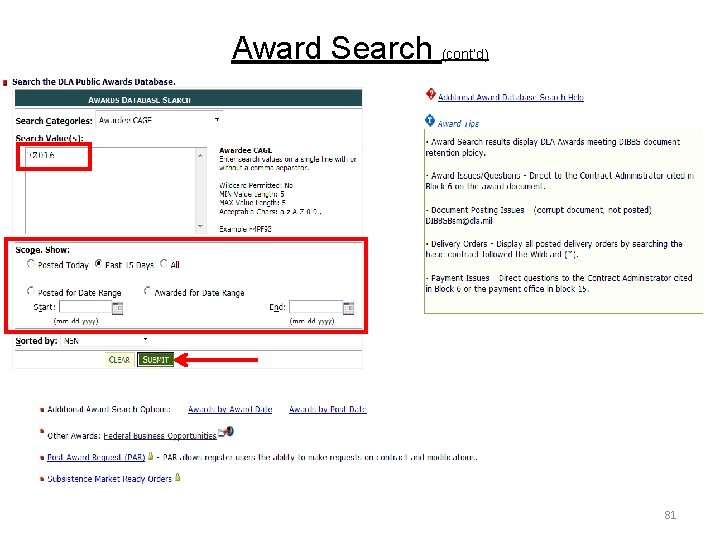 Award Search (cont’d) 81 