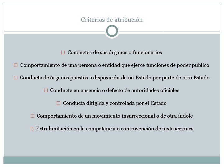 Criterios de atribución � Conductas de sus órganos o funcionarios � Comportamiento de una