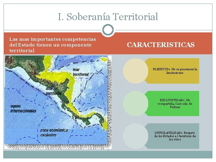 I. Soberanía Territorial Las mas importantes competencias del Estado tienen un componente territorial CARACTERISTICAS