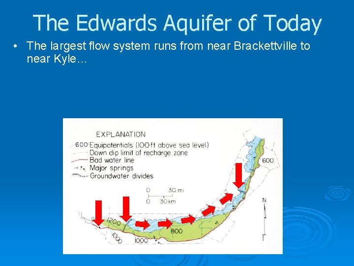 The Edwards Aquifer of Today • The largest flow system runs from near Brackettville
