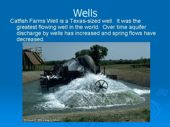 Wells Catfish Farms Well is a Texas-sized well. It was the greatest flowing well