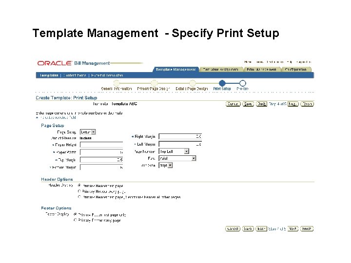 Template Management - Specify Print Setup 