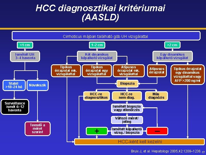 HCC diagnosztikai kritériumai (AASLD) Cirrhoticus májban található göb UH vizsgálattal <1 cm 1– 2