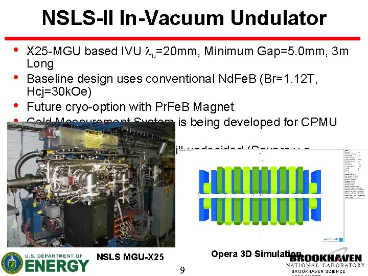NSLS-II In-Vacuum Undulator • • • X 25 -MGU based IVU lu=20 mm, Minimum