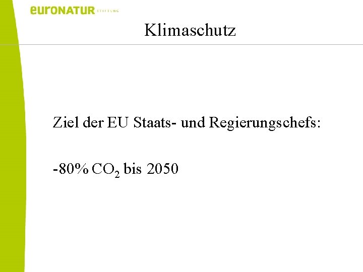 Klimaschutz Ziel der EU Staats- und Regierungschefs: -80% CO 2 bis 2050 