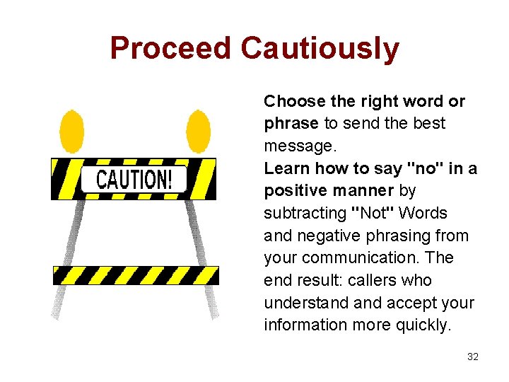 Proceed Cautiously Choose the right word or phrase to send the best message. Learn
