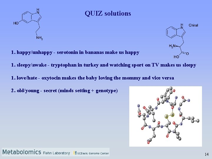 QUIZ solutions 1. happy/unhappy - serotonin in bananas make us happy 1. sleepy/awake -