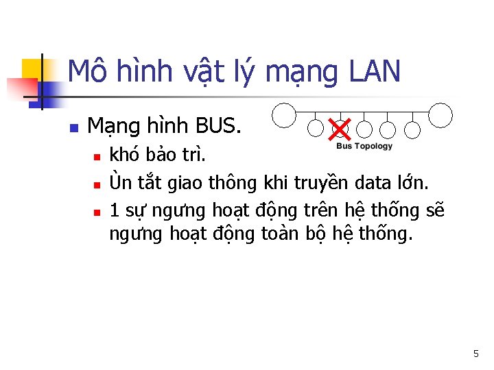 Mô hình vật lý mạng LAN n Mạng hình BUS. n n n khó