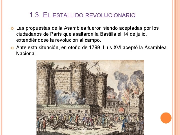 1. 3. EL ESTALLIDO REVOLUCIONARIO Las propuestas de la Asamblea fueron siendo aceptadas por